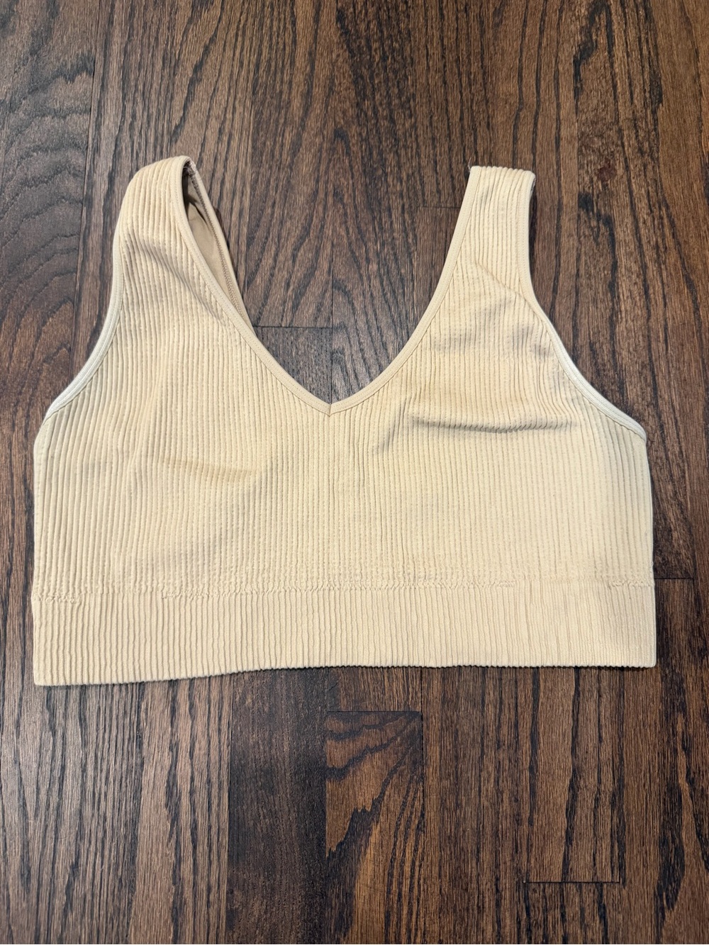 aerie Ribbed V-Neck Crop Bralette - Cream